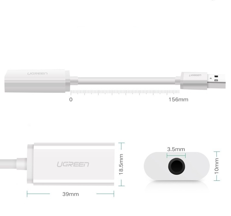 Cáp chuyển USB ra audio 3.5mm (Mic và Tai Nghe) Ugreen 30712