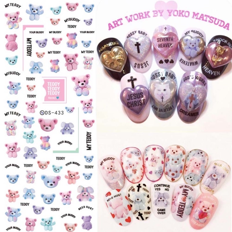 Sticker hình dán móng gấu teddy siêu hot