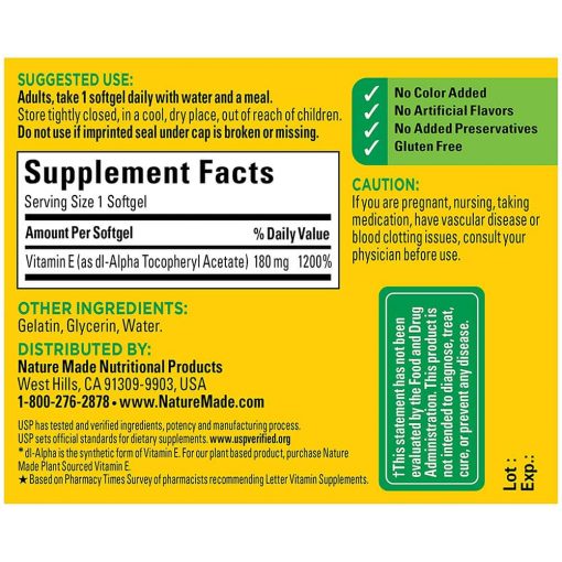 Viên Vitamin E từ Nature Made Vitamin E 400IU 100 viên