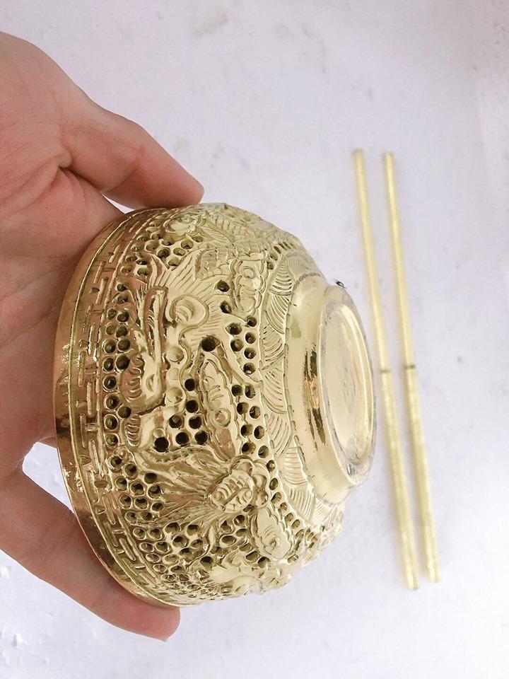 bát đũa đồng hàng đẹp đường kính 11,5cm