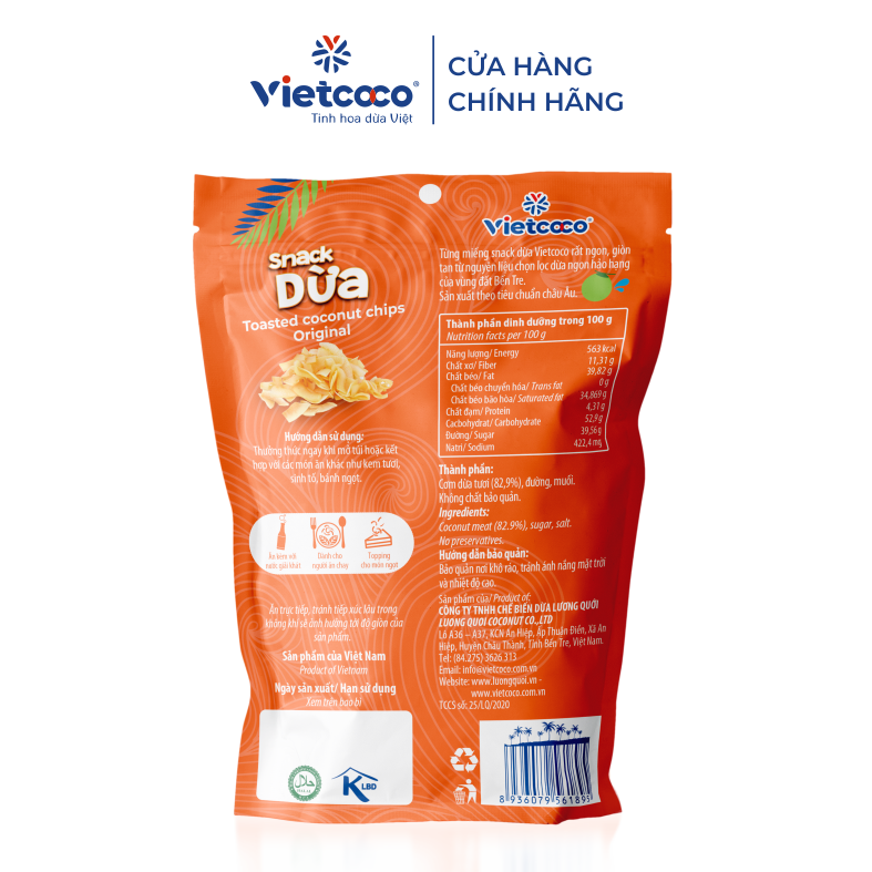Snack dừa Vietcoco vị truyền thống túi 45gr