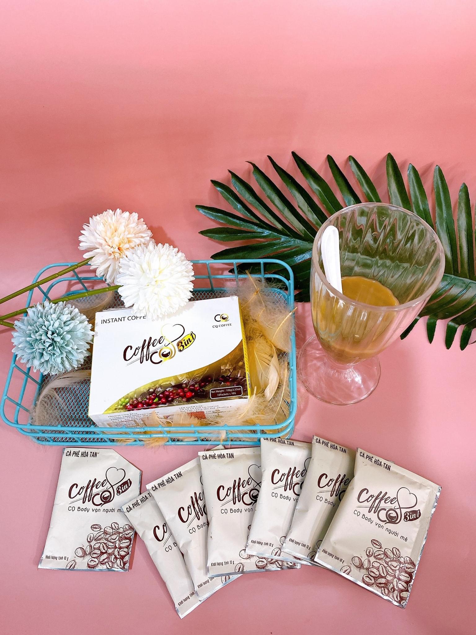 [HCM]CAFE GIẢM CÂN CQ SLIM COFFEE HỘP 10 GÓI - Cà Phê cq Slim 3in1