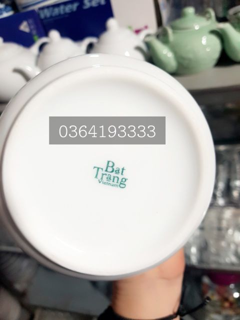 Ấm trà Bát Tràng ấm sứ trắng dáng trụ