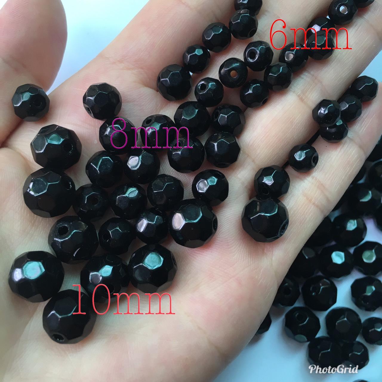 🍀🌺hạt đá đen mặt VÁT, chọn size 6-10mm