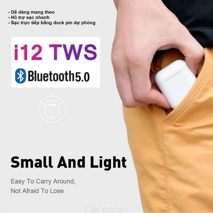 [HÀNG XỊN] Tai Nghe Bluetooth 5.0 i12 TWS [CẢM ỨNG VÂN TAY]