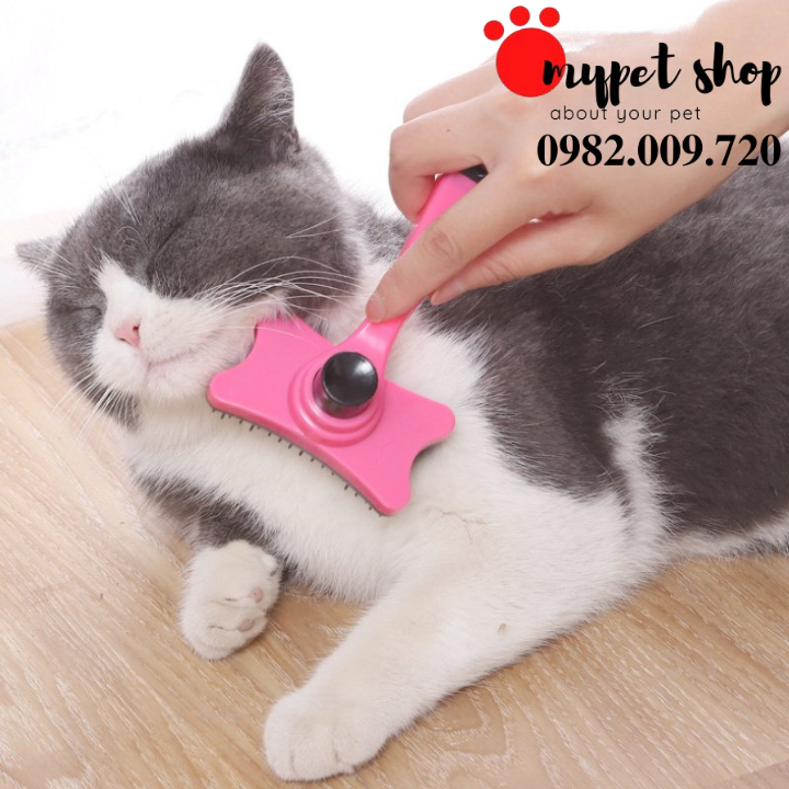 Lược chải lông chó mèo có nút bấm