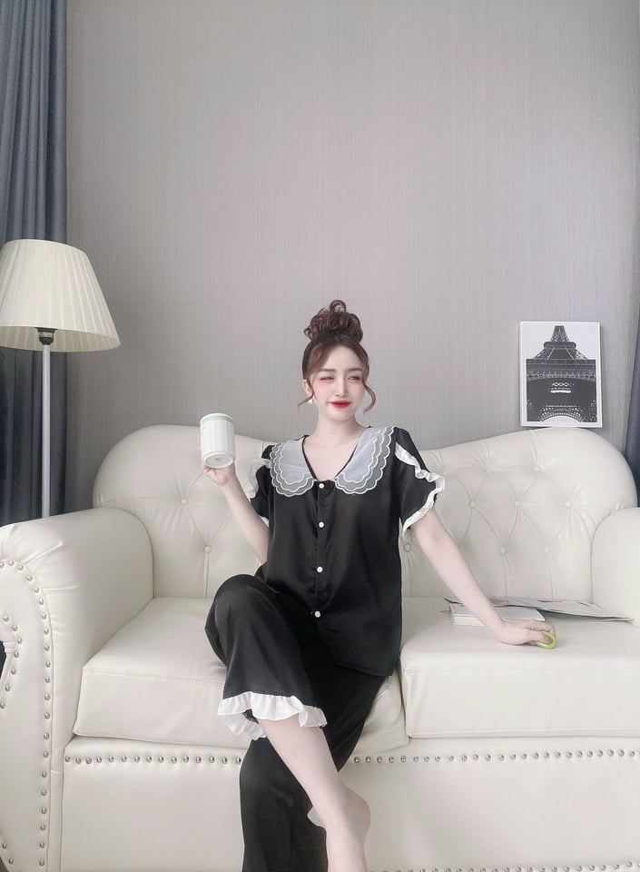 Bộ pijama satin cổ lá cao cấp 40-60kg