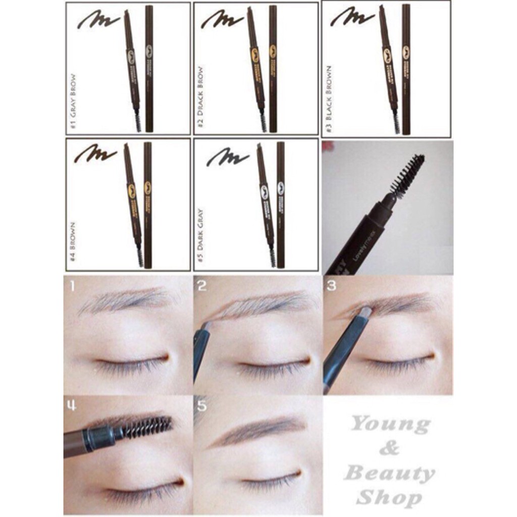 Combo 3 Chì Kẻ Lông Mày Râu 2 đầu (nâu đậm+nâu nhạt+nâu đen)