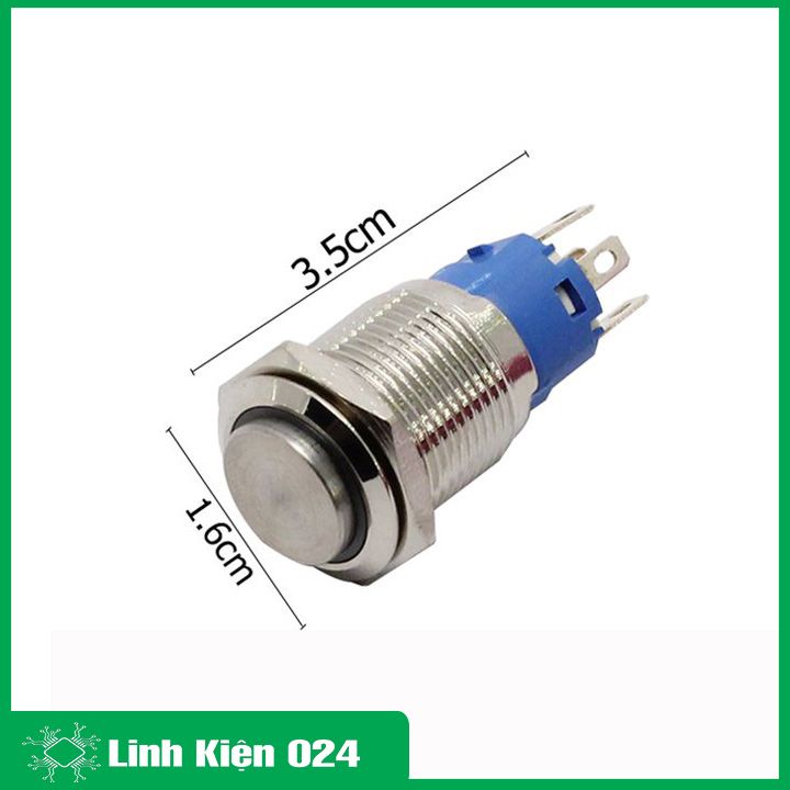 Nút nhấn đề sắt chống nước có đèn báo 12VDC12mm nhấn giữ