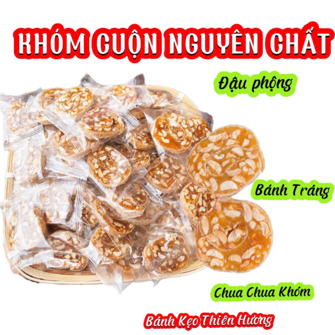 Kẹo khóm nguyên chất cuộn bánh tráng - Đặc sản Bến Tre - Kẹo chua ngọt rất dễ ăn