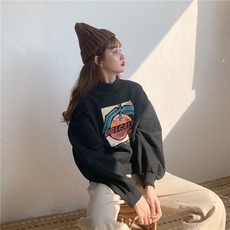 Áo Sweater Cam Chất Nỉ Form Rộng Unisex