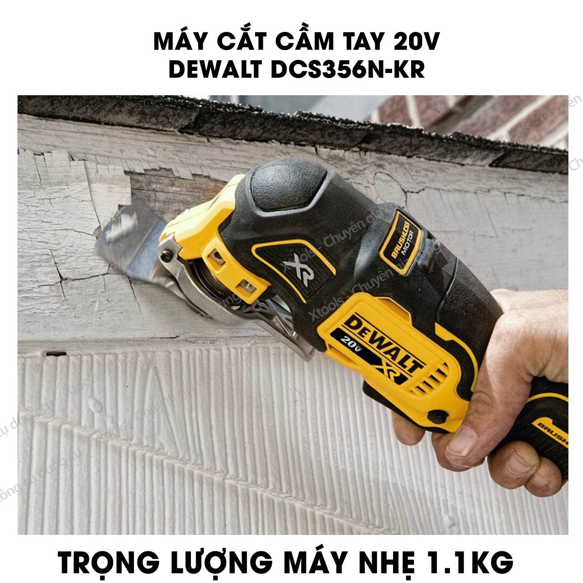 Detek 20V handheld oscillating cutter with blade accessory kit. Detek cutting machine, equipped with LED work light, rubber material