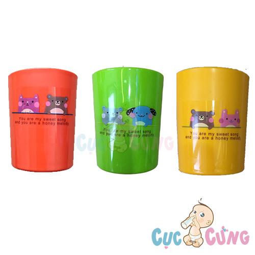 Ly trẻ em in hình nhựa nhiều màu - 03 - set 3 cái  TẶNG 1 quyển tô màu (tùy chọn) - ly tap uong nuoc cho be