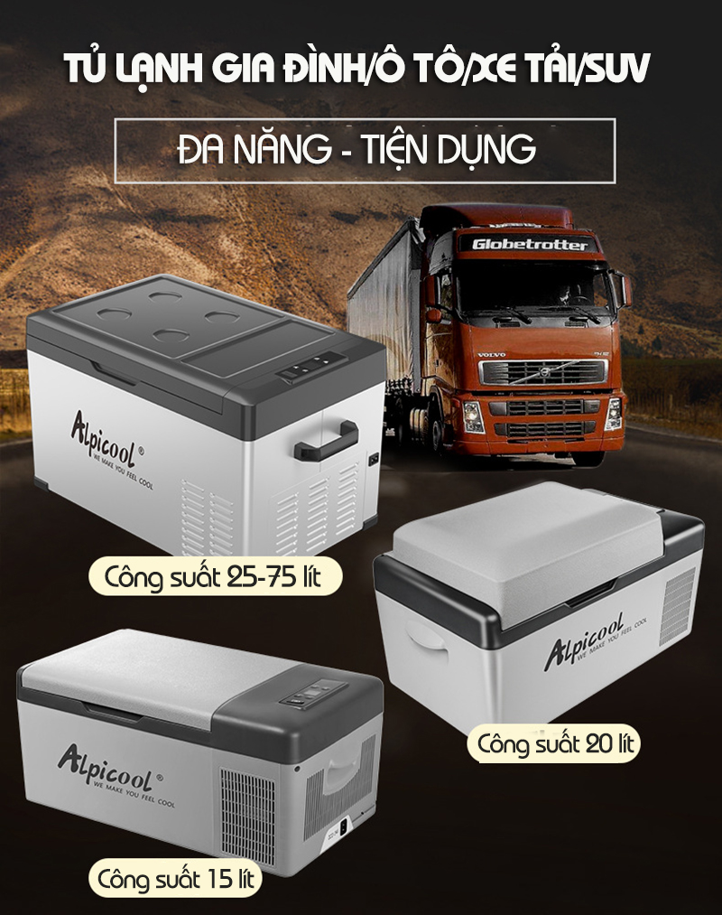 Tủ Lạnh Ô Tô Alpicool (C9/C25/C30/C40/C50/C75 Lít, 12V/24V/220V)