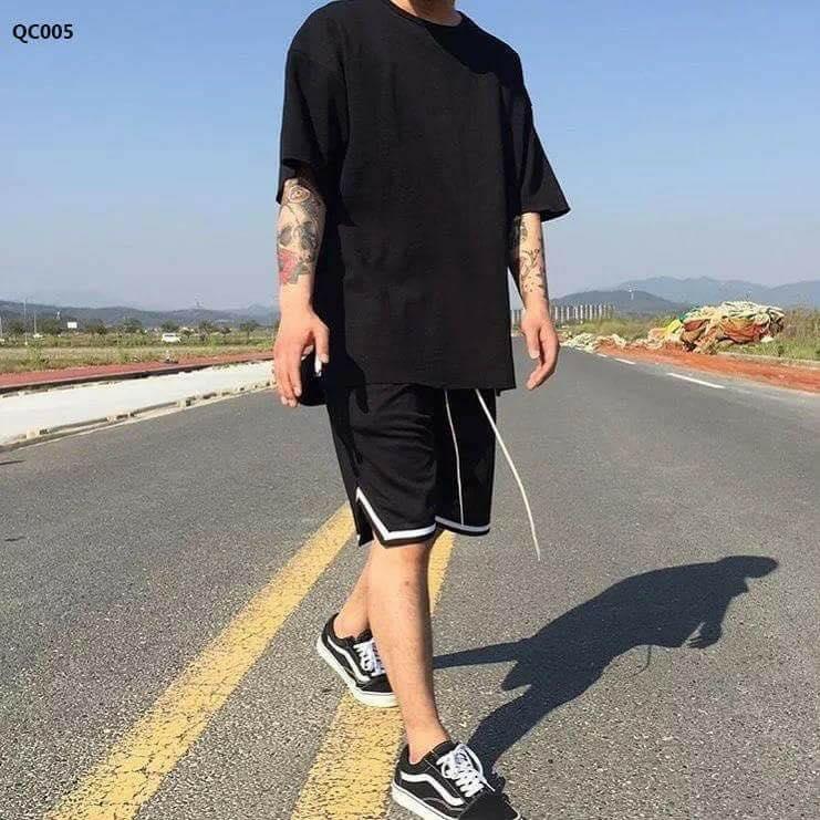 [HCM]Quần short V 1 line đen cho nam nữ