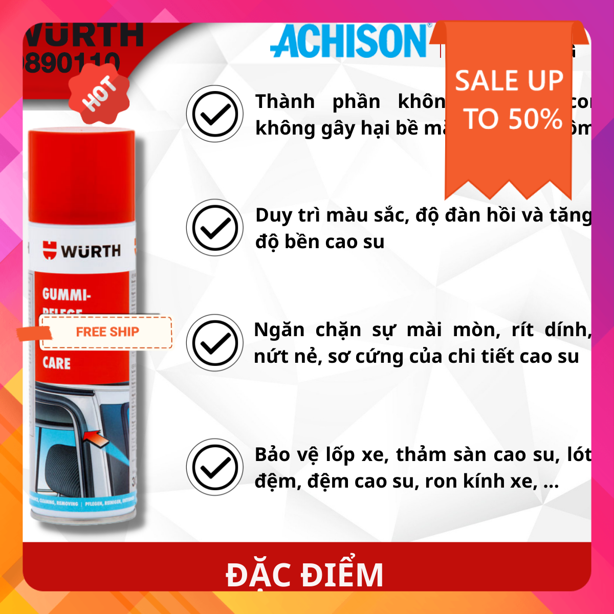 Chất bảo dưỡng cao su Wurth 0890110