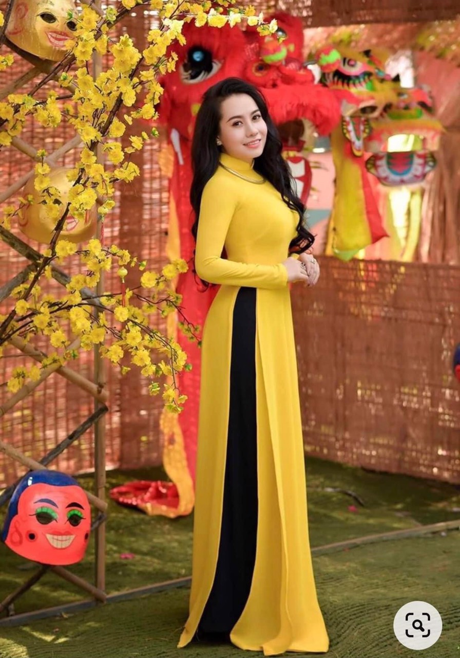 Áo dài chiffon 4 tà màu vàng cúc