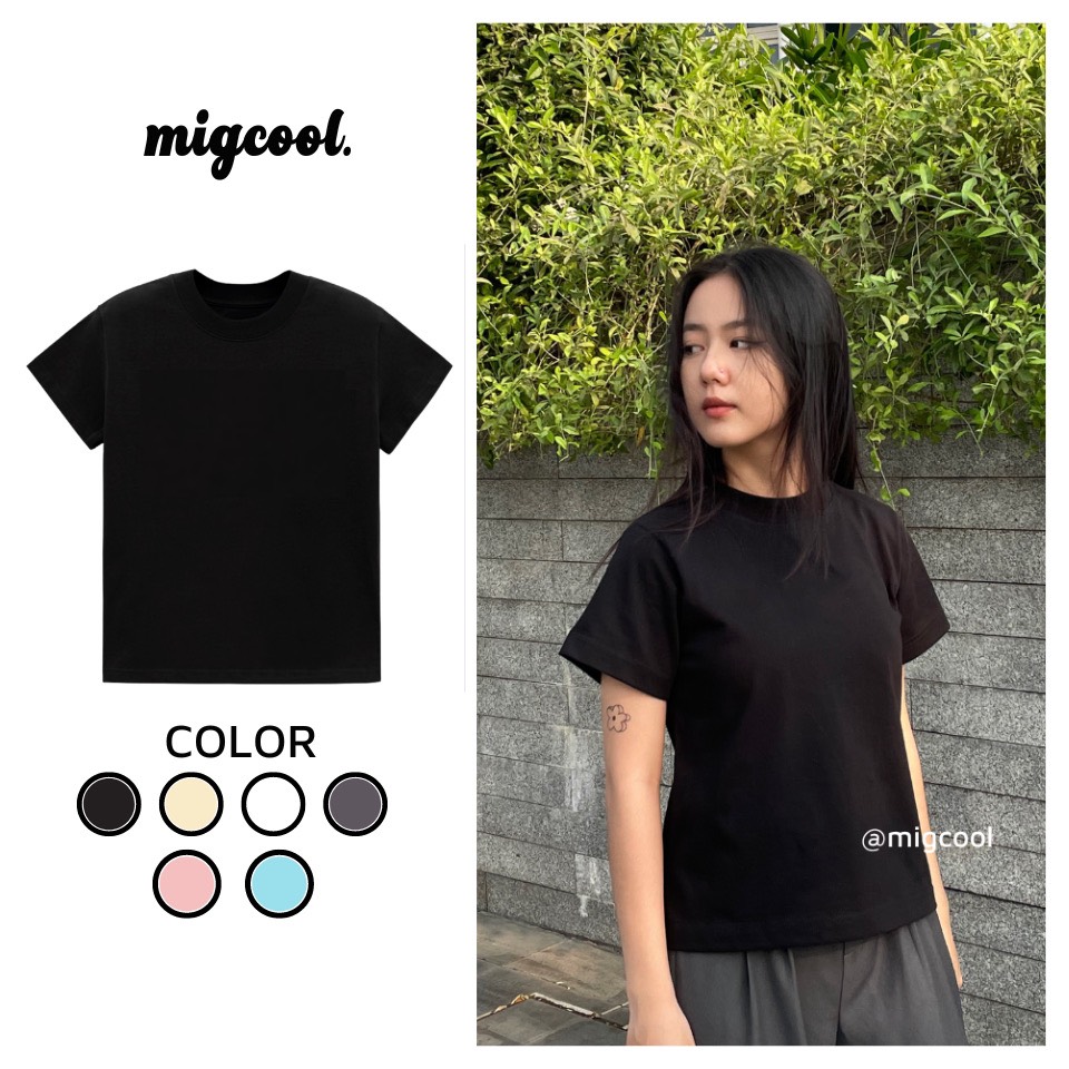 Áo baby tee trơn basic x migcool, áo thun nữ basic 100% cotton