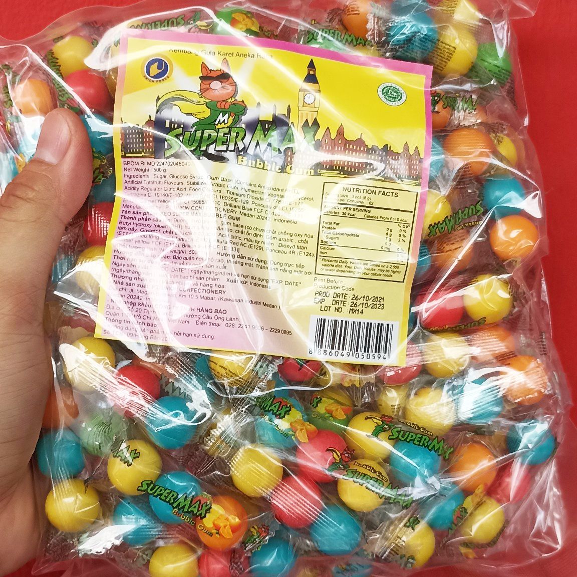 Kẹo Gum Trái Cây Super Max Dinos-X  Bubble Gum 500Gr