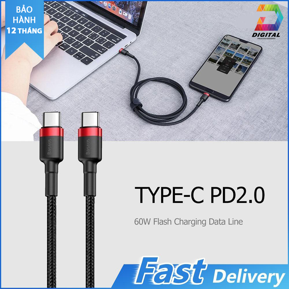 Cáp Sạc Nhanh Type C to Type C PD 2.0 60W Chính Hãng Baseus