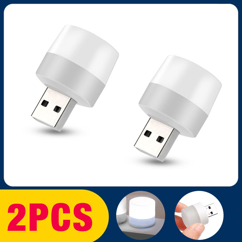2pcs đèn ngủ mini hình tròn bóng led - cổng usb - dùng làm đèn ngủ, đọc sách, du lịch
