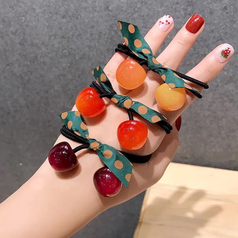 Dây cột tóc dây buộc tóc trái cherry siêu dễ thương