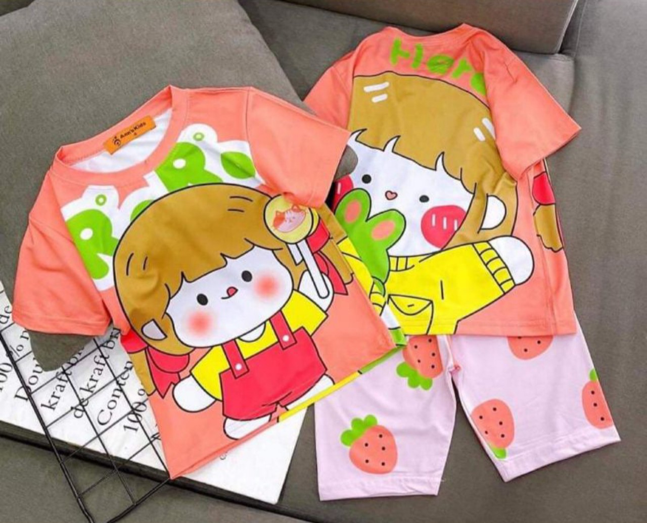 Bộ Lửng Cộc cotton  (Thun Lạnh 3D )Cho Bé Yêu từ 9 - 40kg