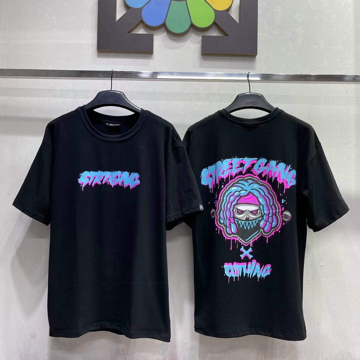 Áo thun tay lỡ form rộng StreetGang Skull Ninja Neon unisex nam nữ vải cotton dày mịn co dãn tốt full tag AL70 Thời trang Unisex HCM