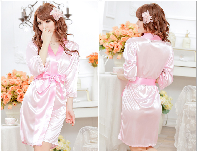 Áo choàng ngủ lụa satin kiểu dáng kimono siêu xinh