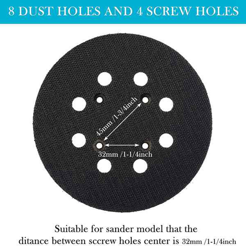 5 inch 8 Holes 125mm Hook Loop Sanding Backing Pad for Makita Orbital Sander Disk Discs Porter Cable Backup Stick on Pad