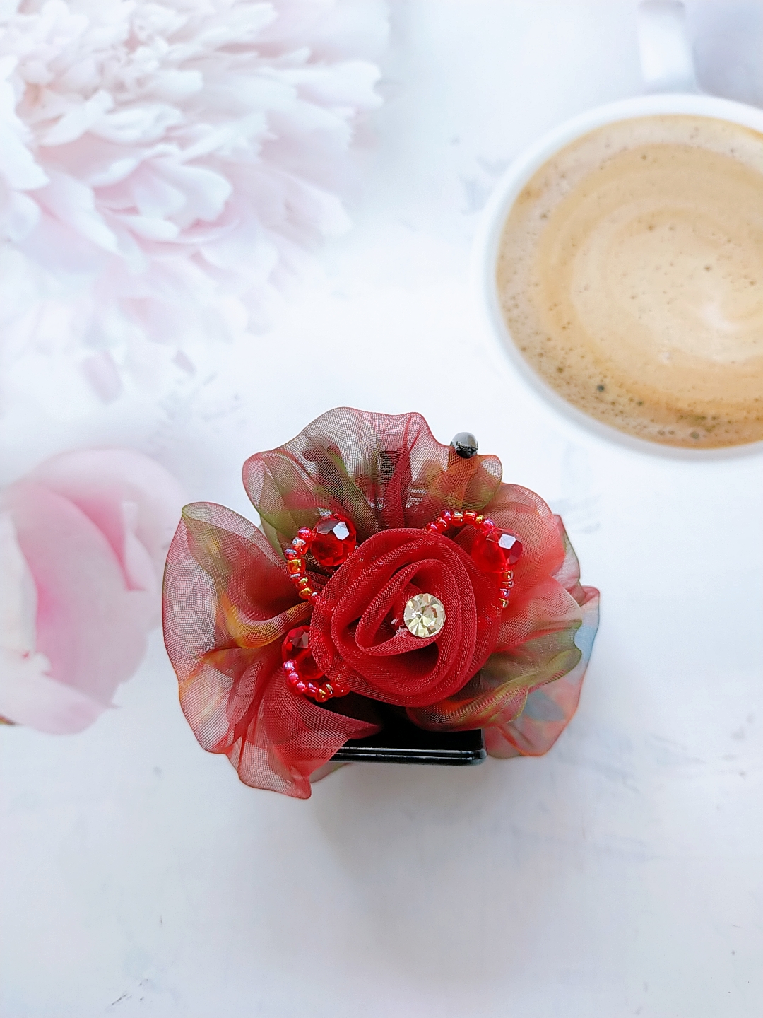 Kẹp càng cua 5 răng đính hoa lụa