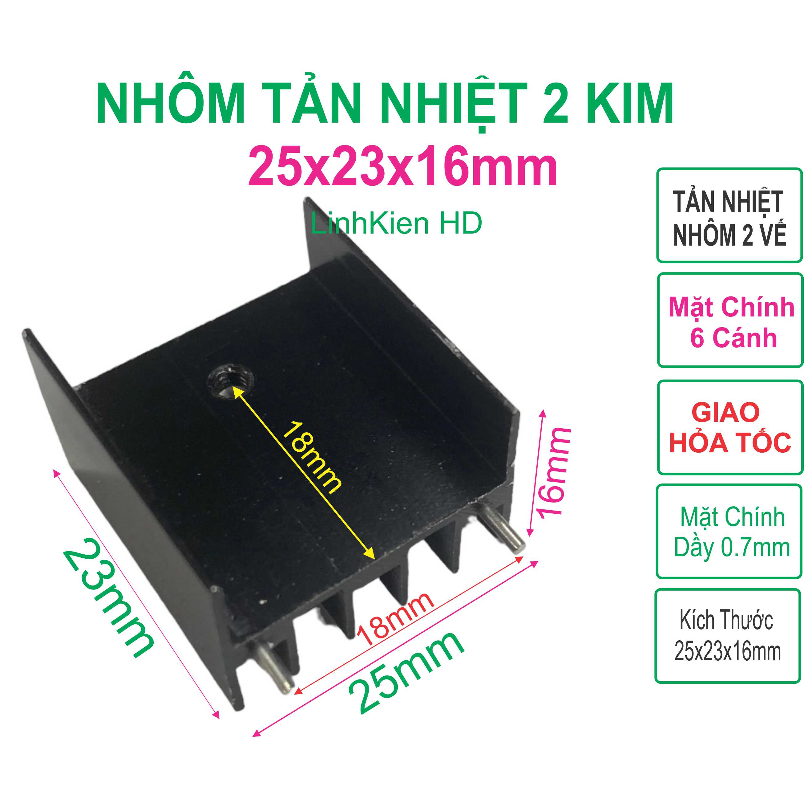 Combo 10 miếng Tản nhiệt nhôm cho transistor sò công suất chân TO-220