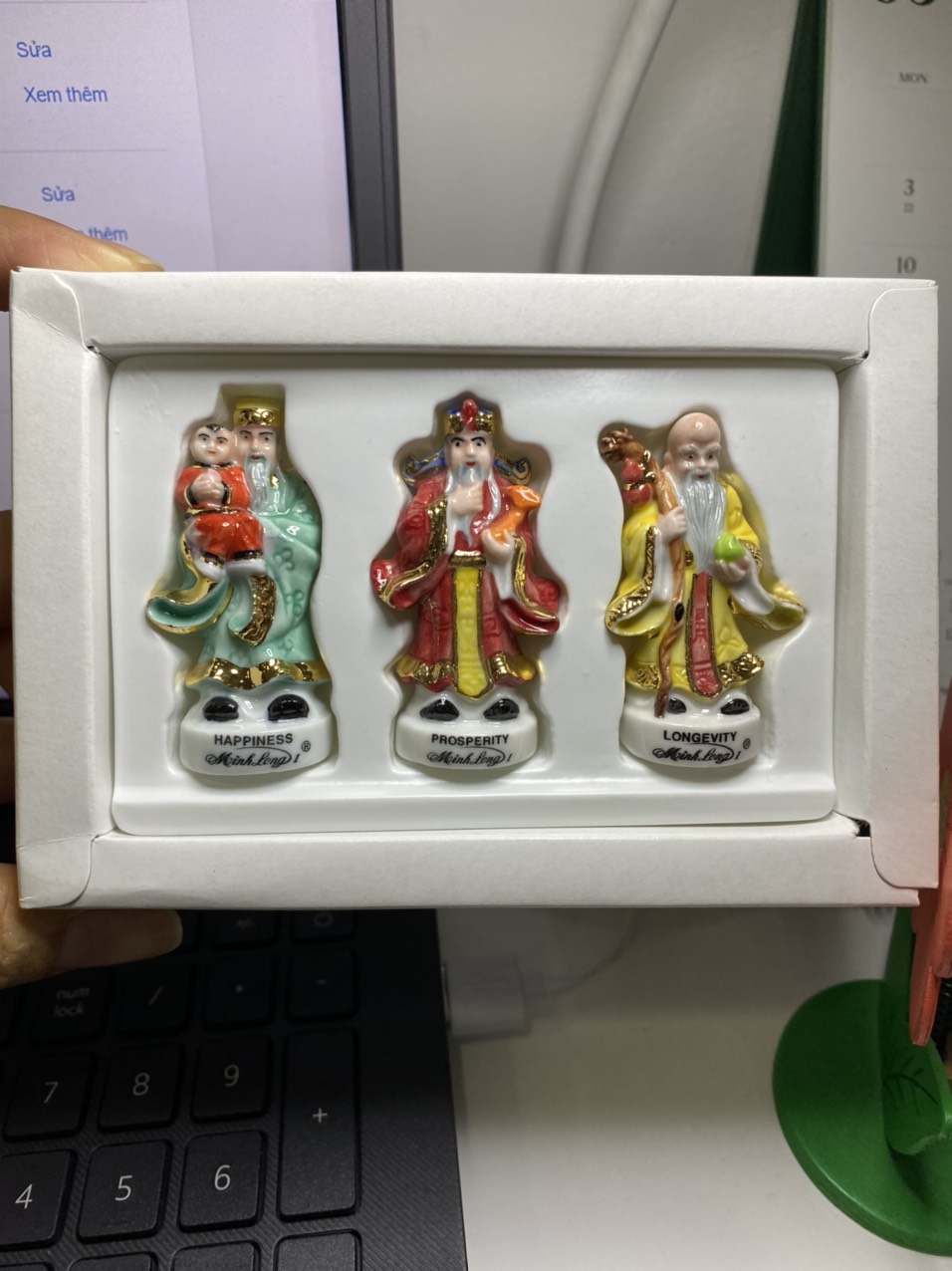 180. bộ phúc lộc tho gốm sứ minh long 5cm