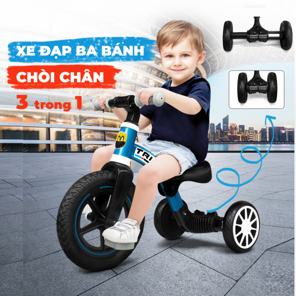 Xe đạp 3 bánh Tricky Bunny kết hợp xe chòi chân cho bé,giữ thăng bằng tốt,bánh xe chống trơn trượt chỉnh được chiều cao