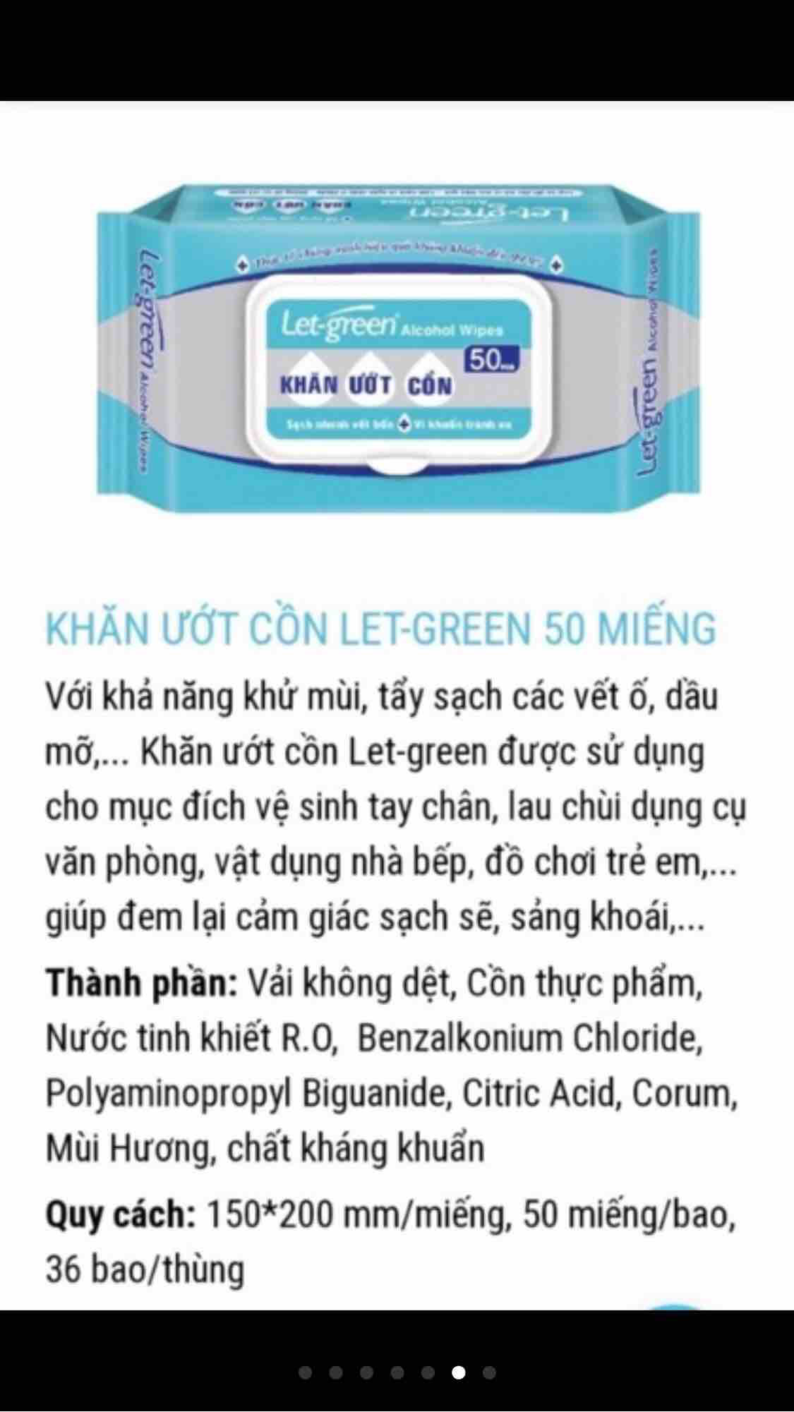 [HCM]Khăn ướt cồn Let-green 50 miếng (Alcohol wipes 50pcs)