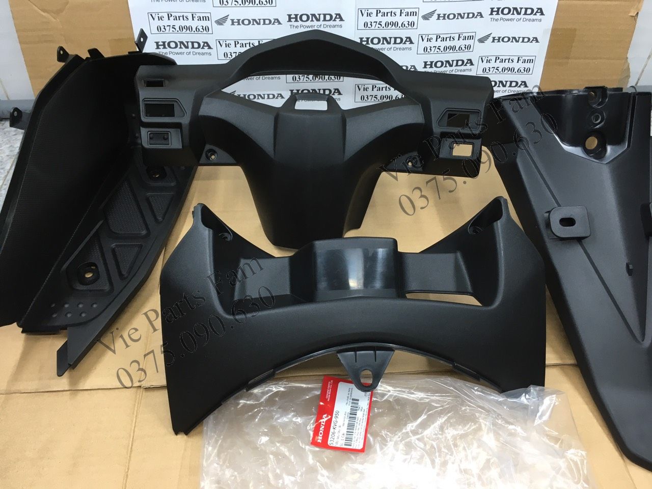 Combo 5 món nhựa nhám AB đời đầu, Air Blade 2007-2008-2009-2010 (Chi tiết xem phần mô tả), Chính hiệu Honda Motor VN