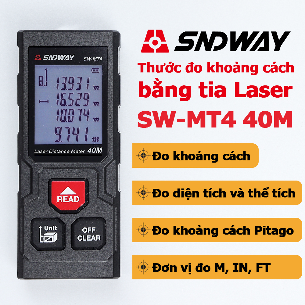 Thước đo khoảng cách bằng tia laser sndway sw-mt4 40m