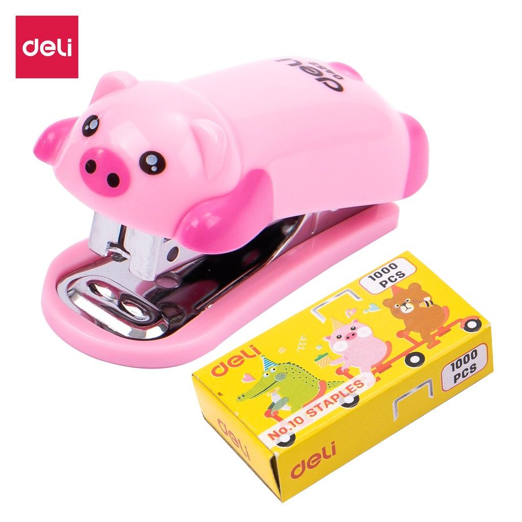 Dập ghim số 10 kèm hộp kim deli 0452 / bấm kim nhỏ 10 tờ/lần deli e0452