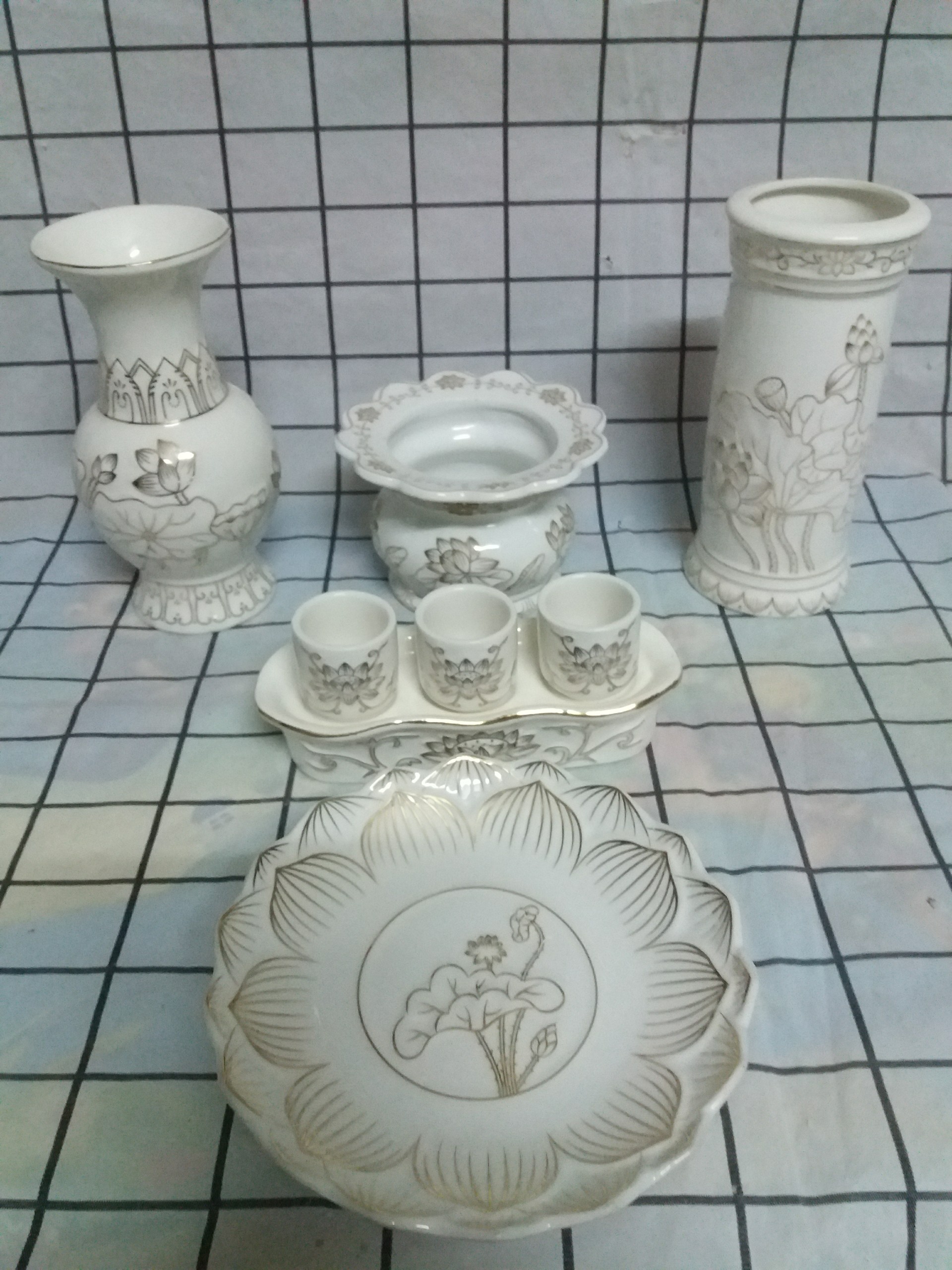 Combo thờ cúng bạch ngọc hứng tàn size nhỏ