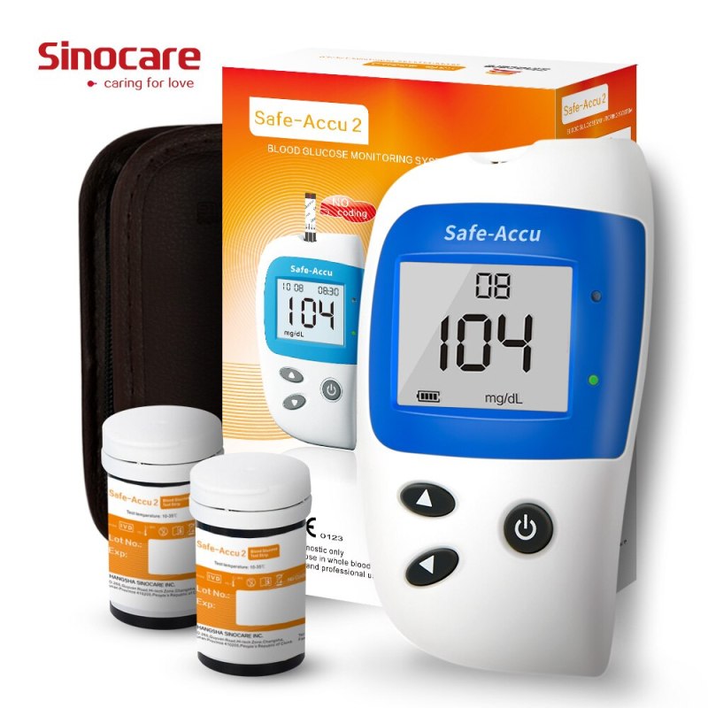 Máy đo đường huyết kỹ thuật số cao cấp Sinocare safe-accu2 + 50 KIM CHÍCH + 25QUE THỬ cao cấp