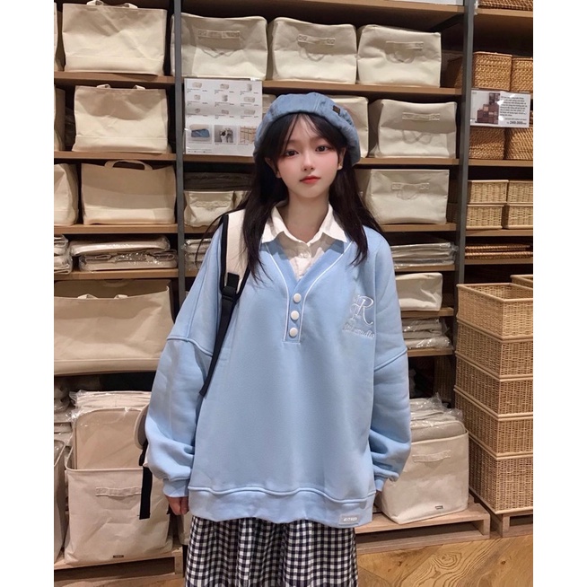 AITHER STUDIO Áo Button Sweater phong cách học sinh ver2