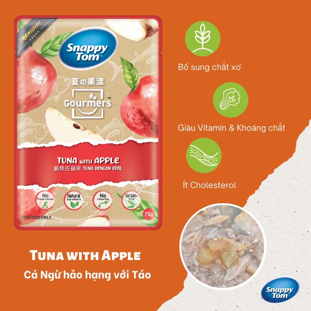 Thức ăn pate snappy tom trái cây cho mèo gói 70gr