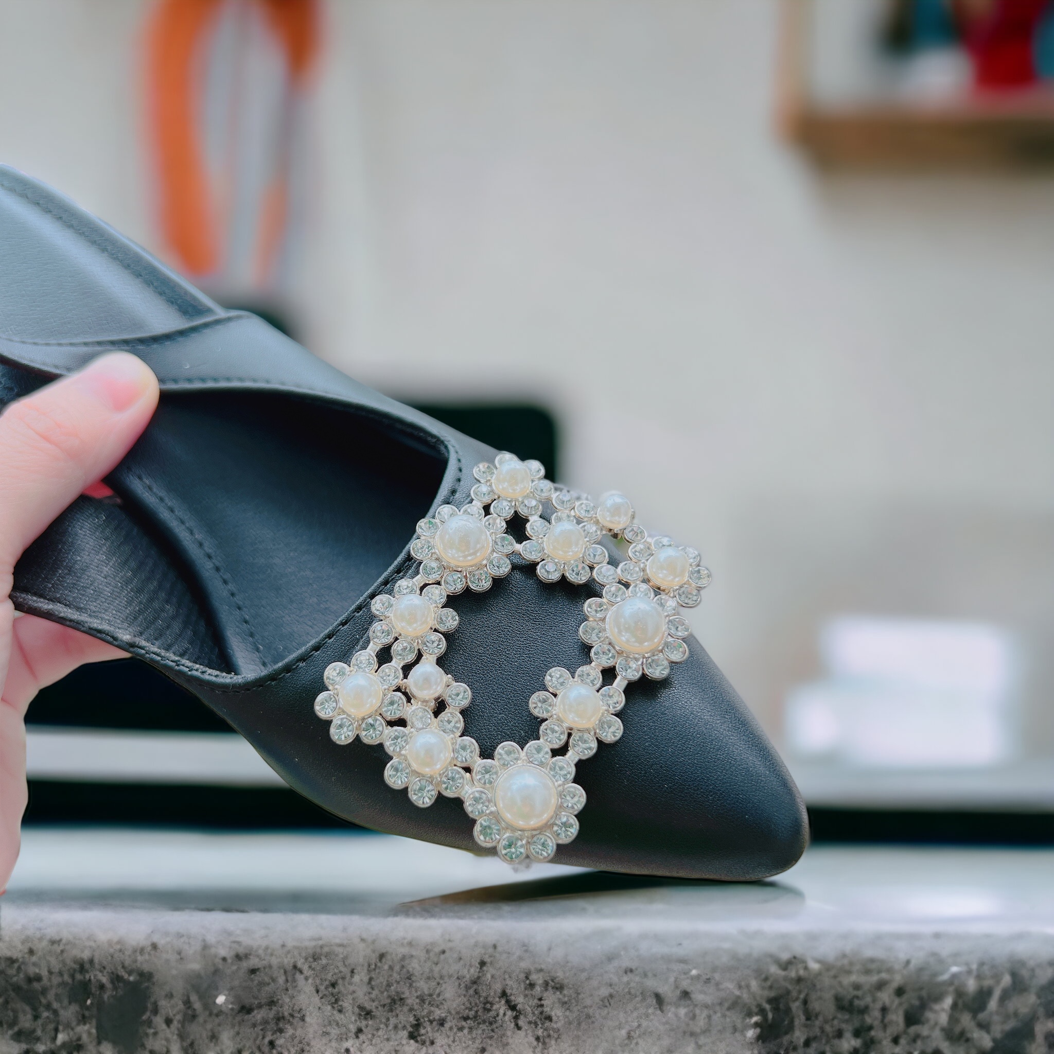 Giày cao gót khóa đá sang chảnh cao 9cm - B33