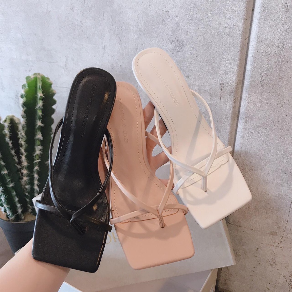 Guốc dép cao gót quai mảnh gót nhọn 7cm - V2