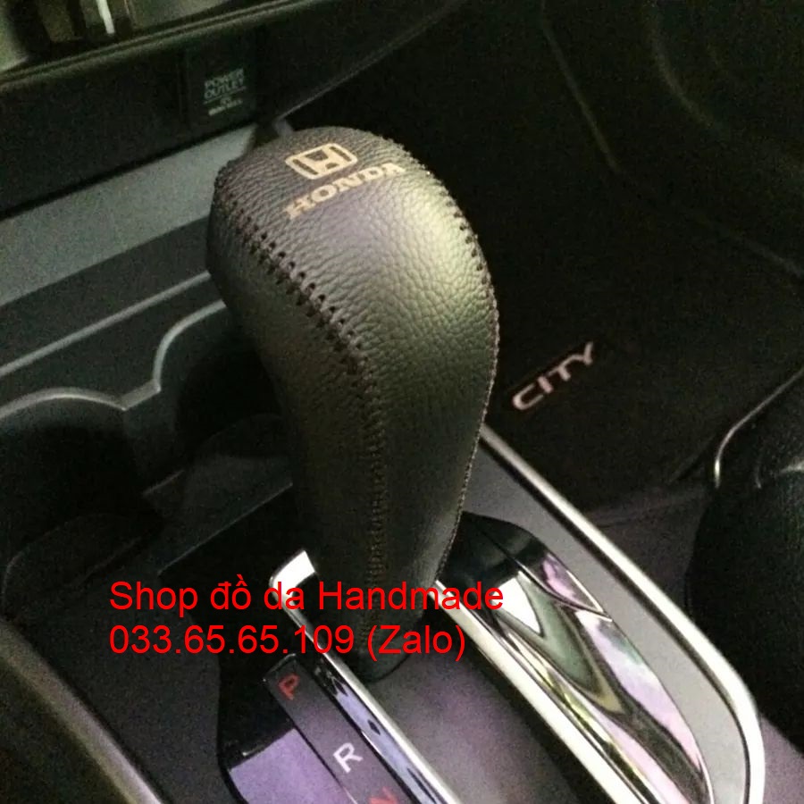 Bọc da cần số & phanh tay xe Honda city (AT) da bò thật