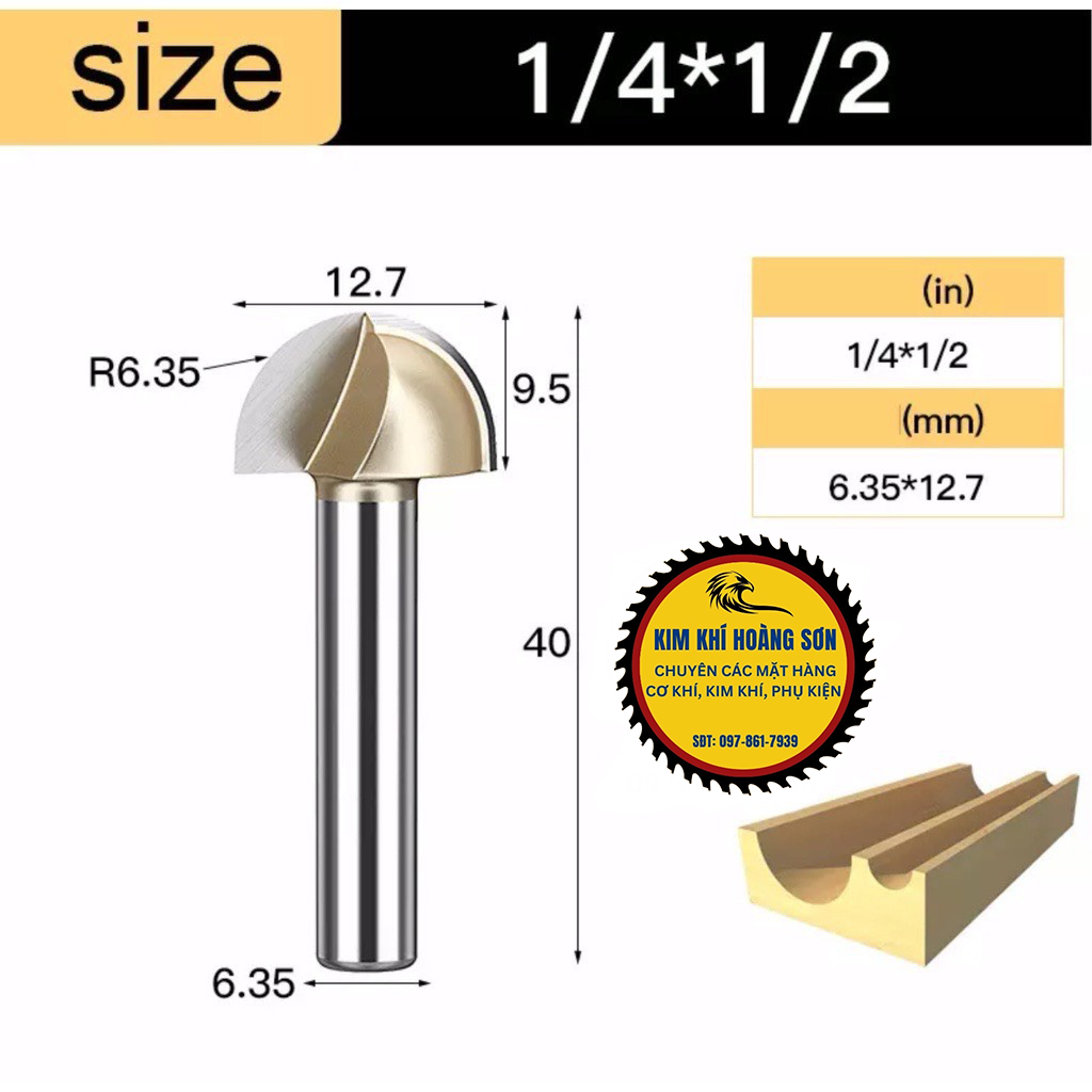 Mũi phay alu soi gỗ cnc quả đào tròn lưỡi phay rãnh dao cầu tideway cốt bé 6,3mm chuyên dùng cho máy soi gỗ, máy cnc
