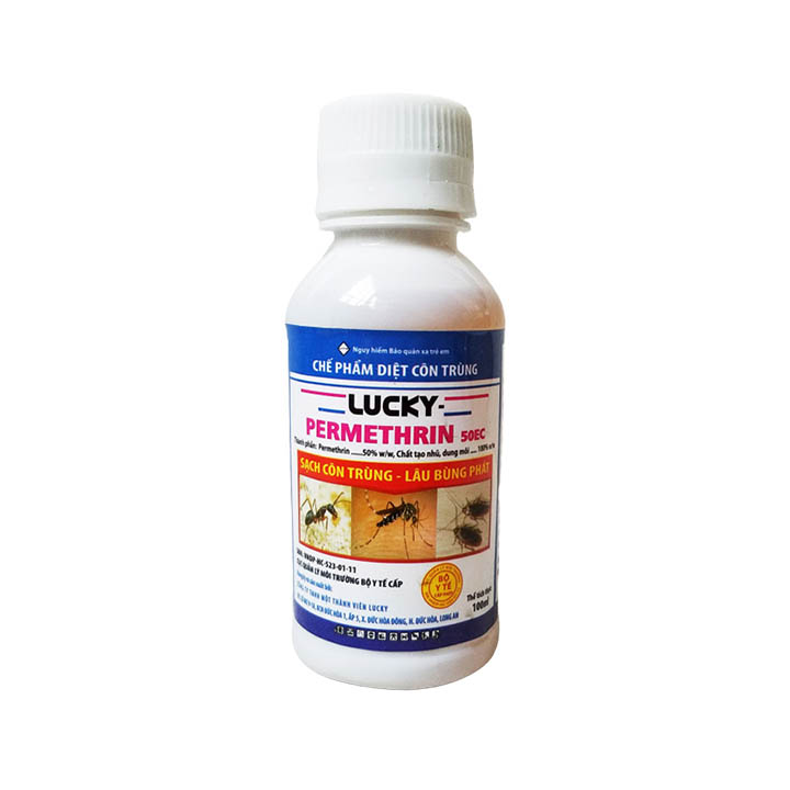 Chế phẩm diệt côn trùng diệt ruồi muỗi kiến gián lucky permethrin 50ec 100ml