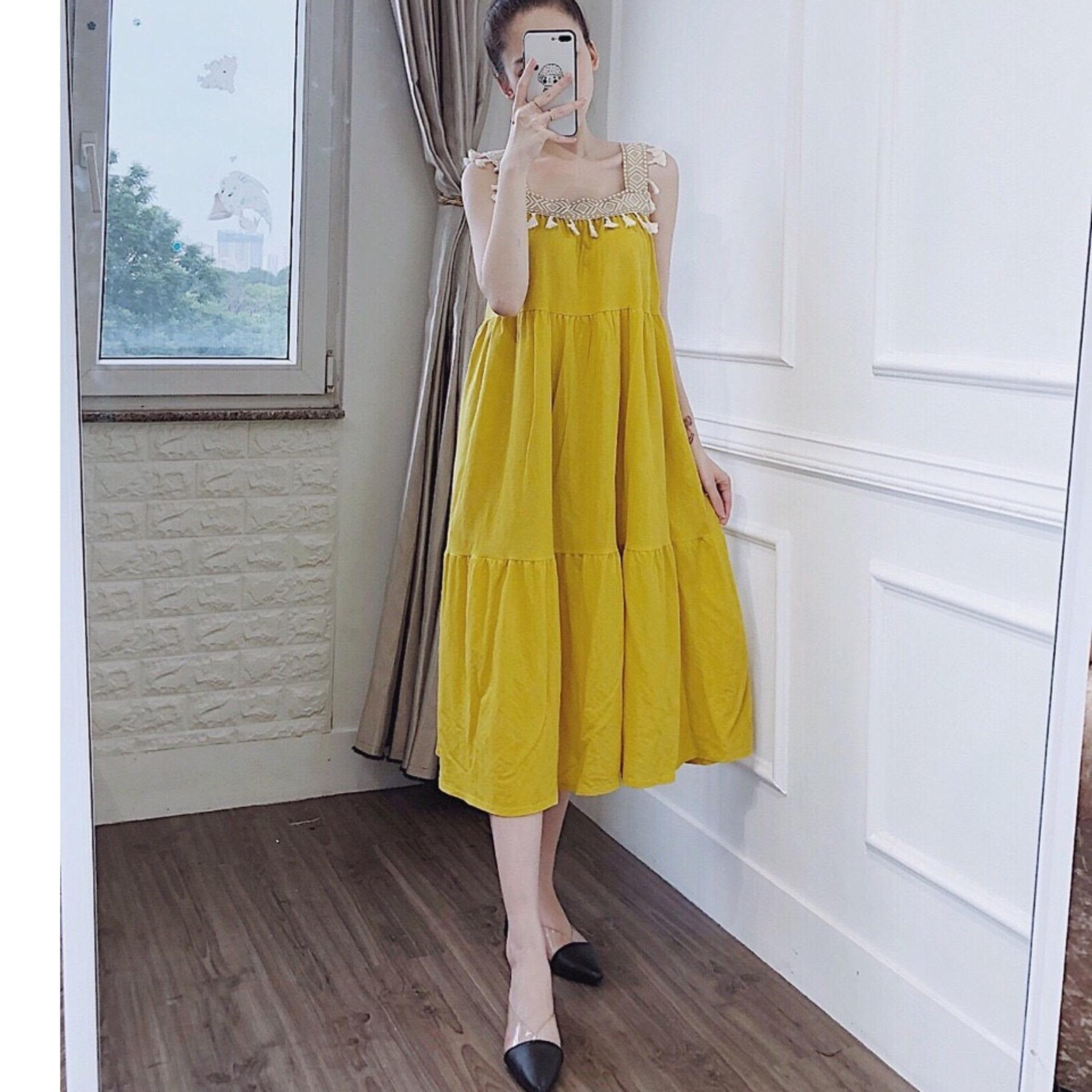 Đầm suông công sở nữ phong cách thanh lịch nhã nhặn chuẩn hàn,váy suông a dáng rộng-váy bầu mát merxho mùa hè