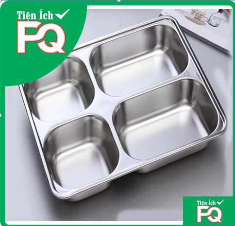 Khay Cơm Hộp Inox 4 Ngăn Sâu Có Nắp Đây Tiện Dụng An Toàn Vệ Sinh