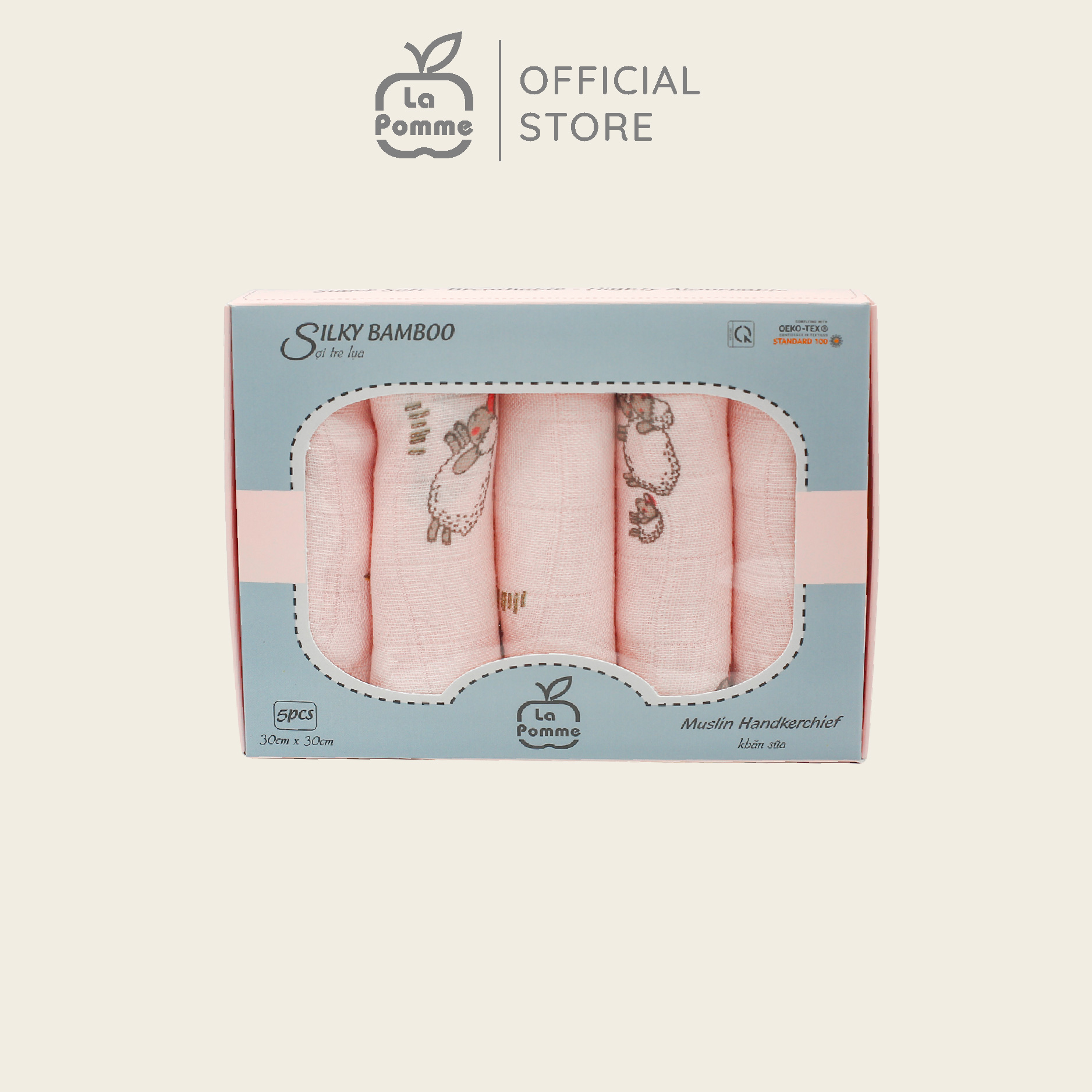 K001 Set 5 Khăn sữa sợi tre lụa (30x30) La pomme